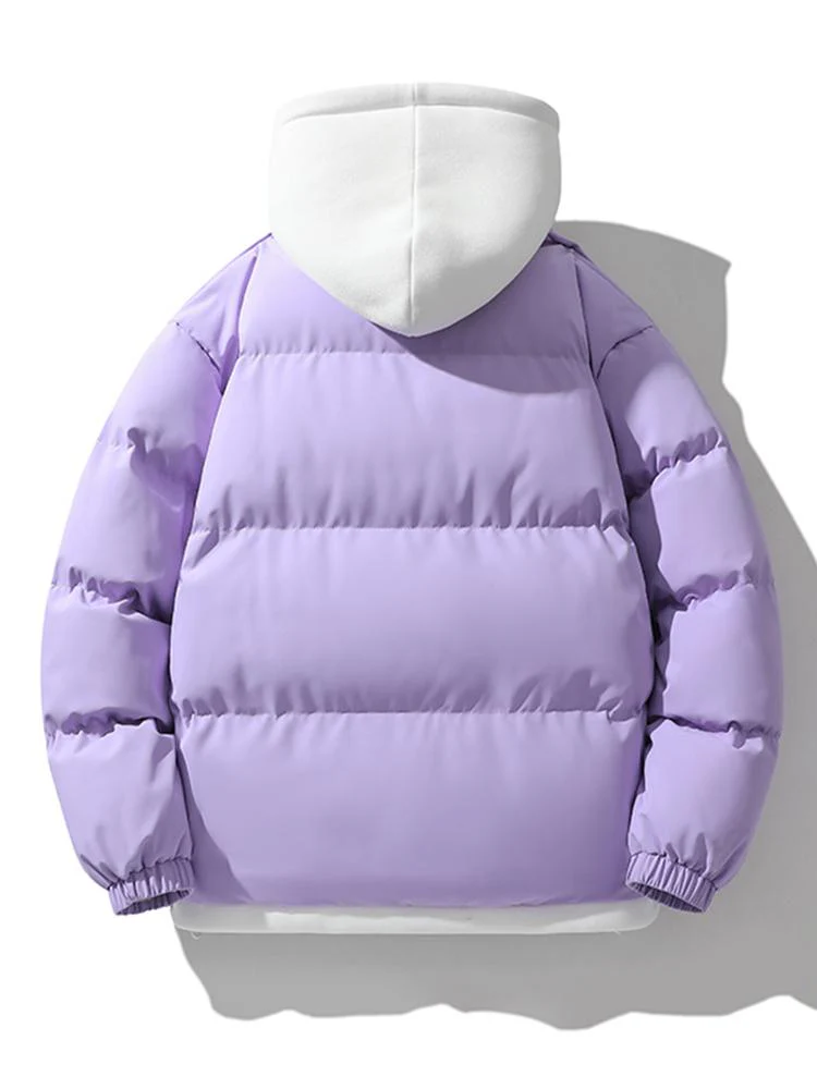 Caspian | Contrast Zip Up Hooded Puffer Coat - Image 6