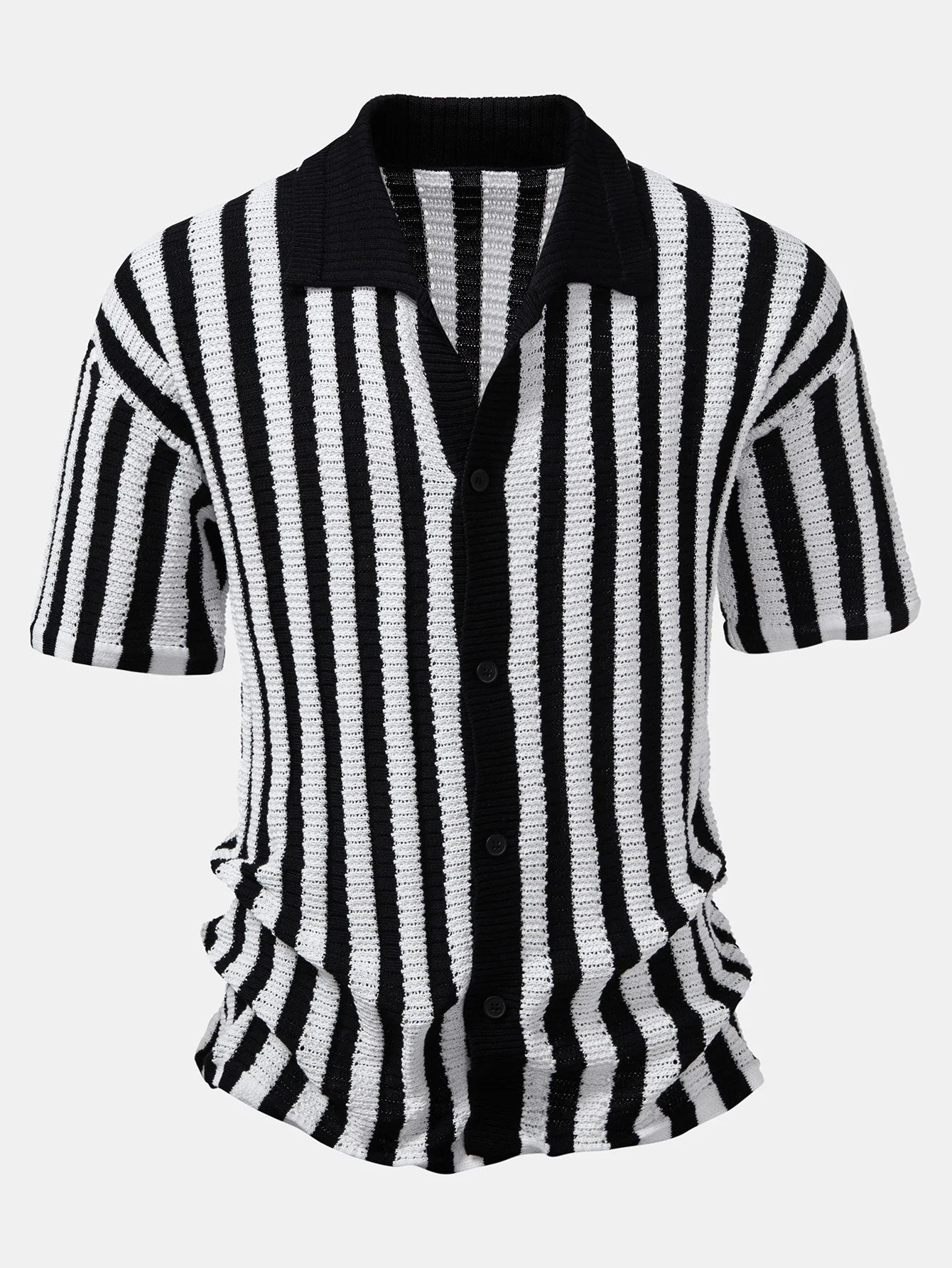 hola CROCHET STRIPED GRADIENT SHOULDER SHIRT & STRAIGHT LEG LINEN PANTS - Image 5