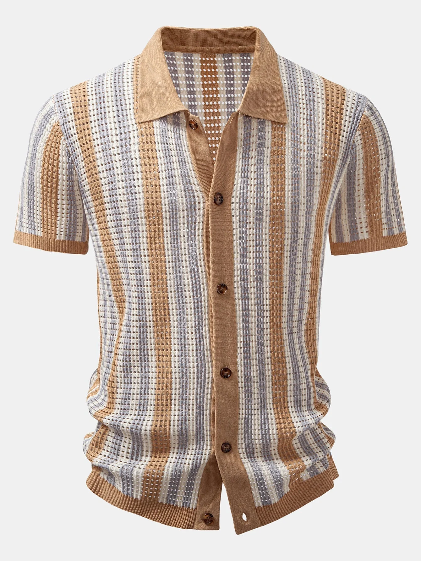 hola STRIPED SHIRT WITH CROCHET EYELETS & STRAIGHT LEG LINEN PANTS - Image 4