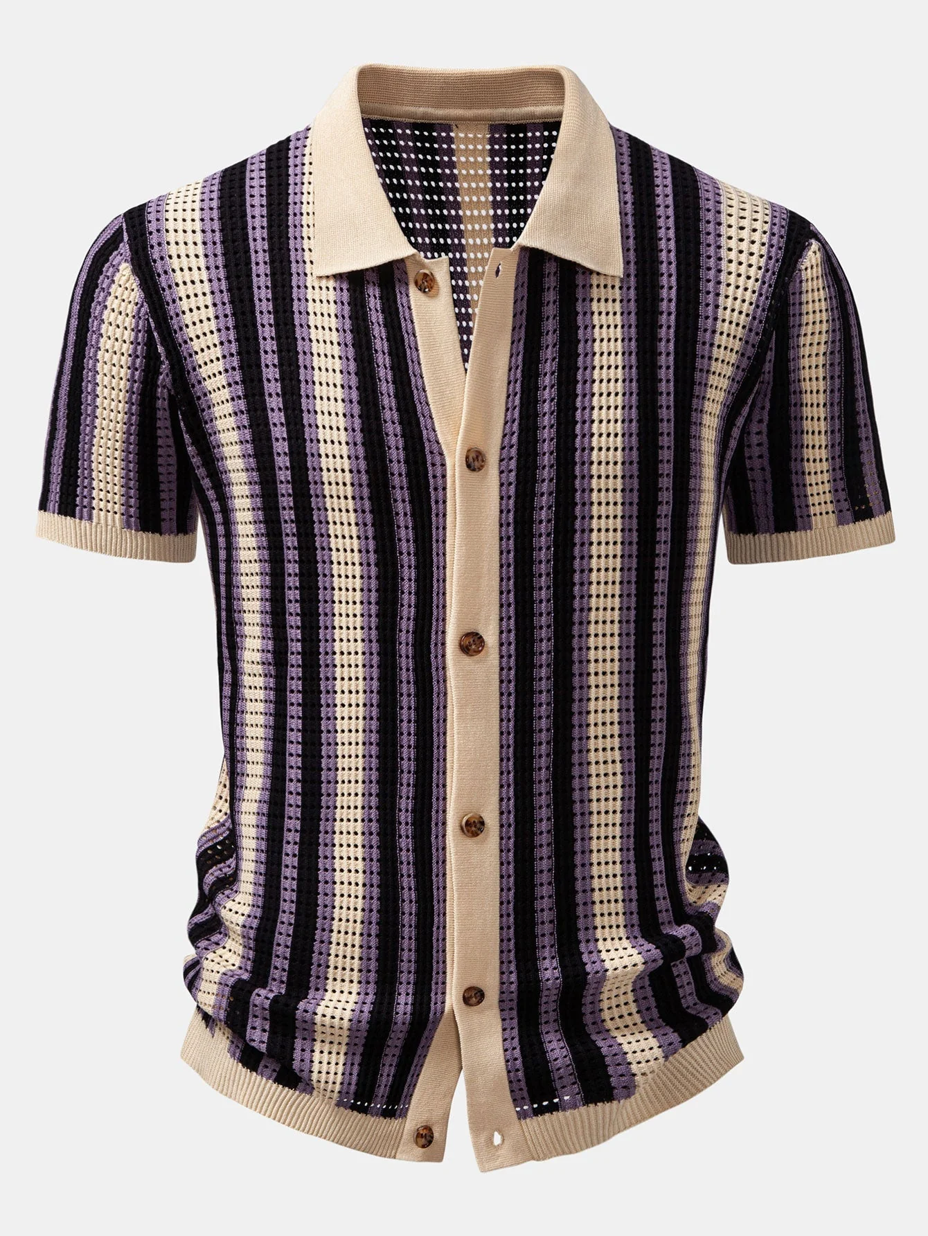 hola STRIPED SHIRT WITH CROCHET EYELETS & STRAIGHT LEG LINEN PANTS - Image 6