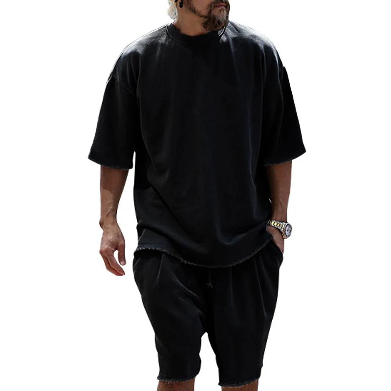 Men's Fashion Loose Short Sleeve T-shirt and Shorts Set - Image 12