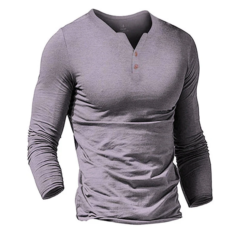 Men's solid color long sleeve T-shirt W - Image 5
